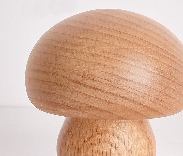 Solid Wood Mushroom Table Lamp - USB Rechargeable LED Cordless Table Lamp