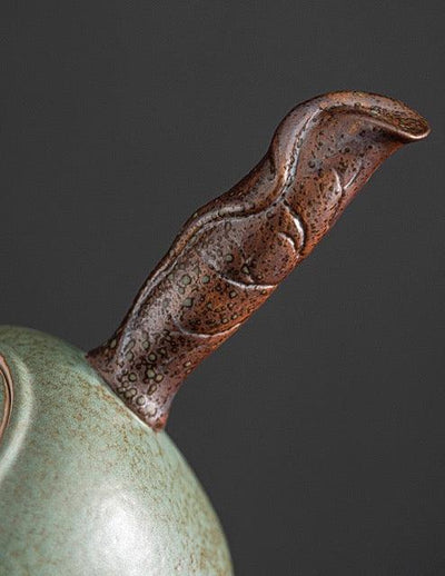 Japanese Early Lotus Side Grip Kung Fu Teapot Set - 6 pcs | One Pot And Three Cups  with Tray - mokupark.com