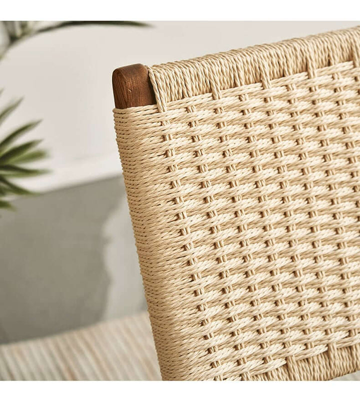 Tomomi-KPR Folding Lounge Chair - Solid Wood & Kraft Paper Rope