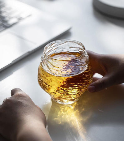 Japanese Cyclone Hammer Pattern Glass Water Cup - 4 pcs - mokupark.com