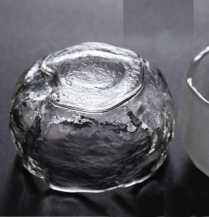 Japanese Thick Hammer Pattern Small Glass Teacup - 6 pcs - mokupark.com
