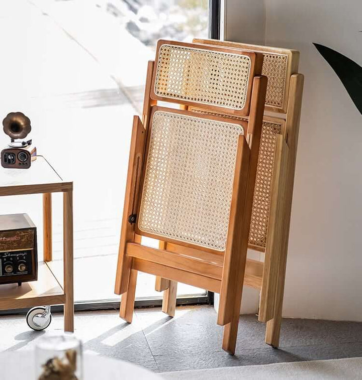 Akai Rika - Solid Wood & Rattan Dining Chair | Folding Chair
