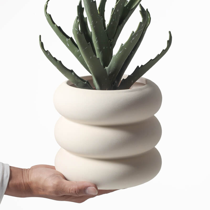 donut plant pot Donut - Plant Pot With Saucer Indoor / Outdoor Ceramics Beige | Flower Pots