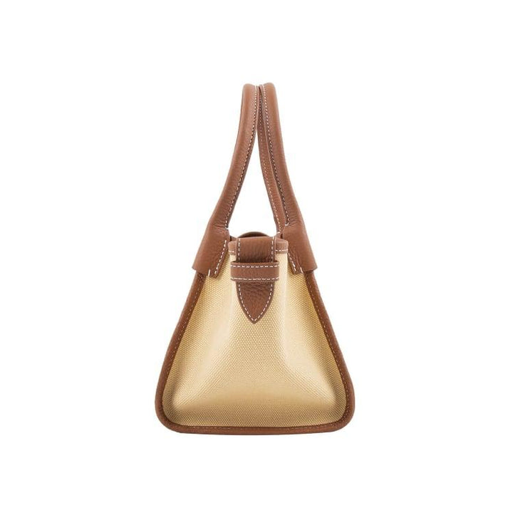 Mini Brown Two-handed Canvas and Full Grain Cow Leather Square Swing Bag | Wings Bag - mokupark.com