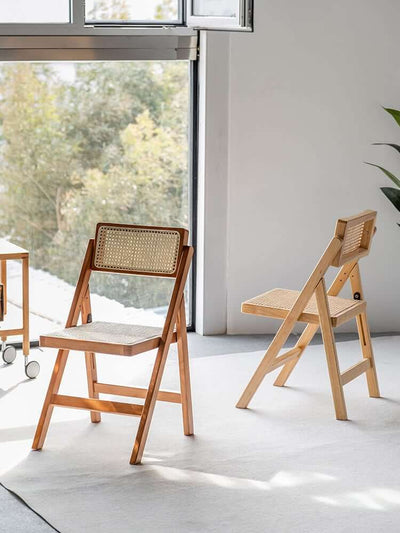 Akai Rika - Solid Wood & Rattan Dining Chair | Folding Chair