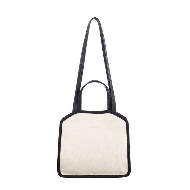Black & White Canvas Square Large Capacity Tote Bag | Handbag | Crossbody Bag - mokupark.com