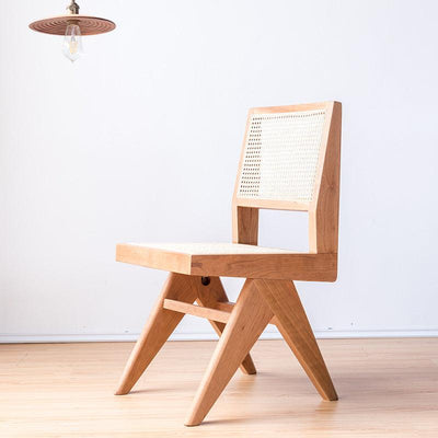 Akai Rika - Cherry Wooden & Rattan Chair - mokupark.com
