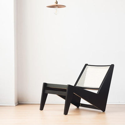 Akai Rika - Cherry Wooden & Rattan Lounge Chair - mokupark.com