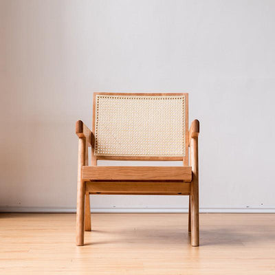 Akai Rika - Solid Wood & Rattan Lounge Chair With Armrests 70