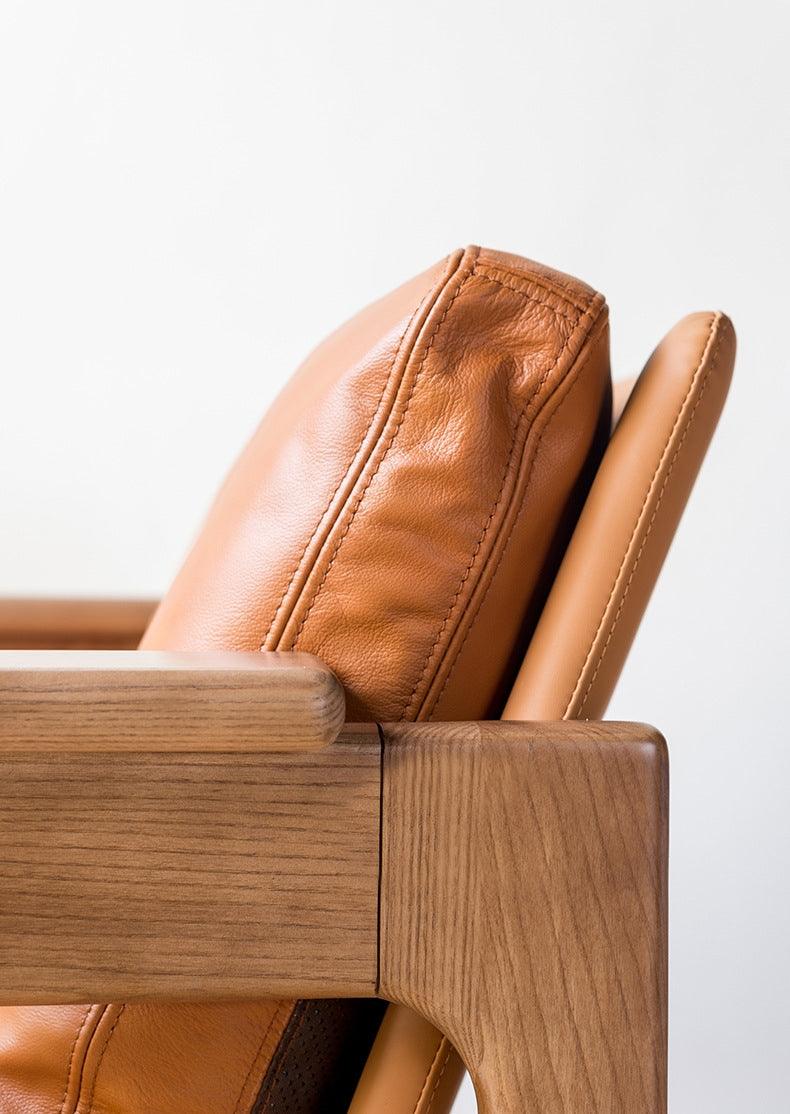 Azami - Solid Ash Wood & Leather Armchair ｜ Reading Chair - mokupark.com