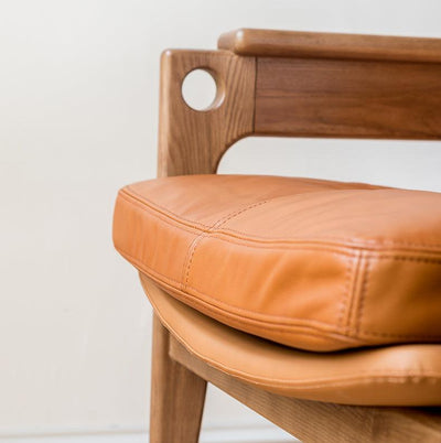Azami - Solid Ash Wood & Leather Armchair ｜ Reading Chair - mokupark.com
