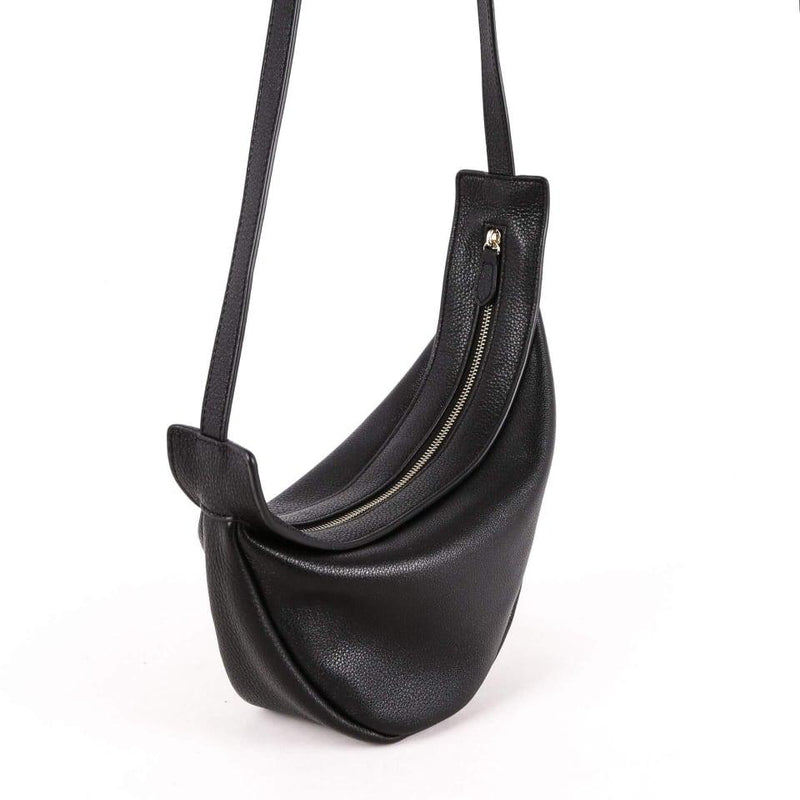 Black Full Grain Cow Leather Row Saddle Bag - loliday.net
