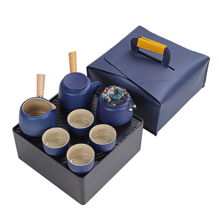 Black Pottery Travel Tea Set - 8pcs - mokupark.com