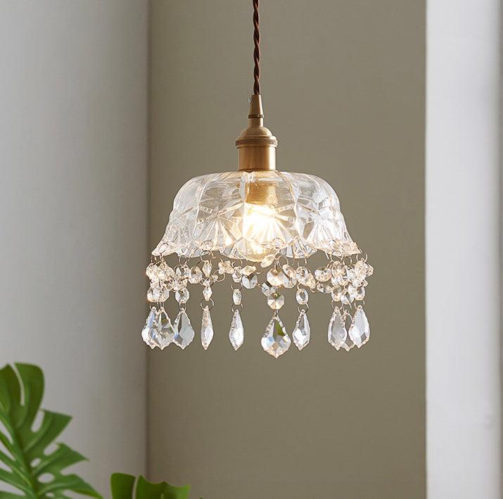 Brass Glass with Crystal Pendant Lamp - mokupark.com