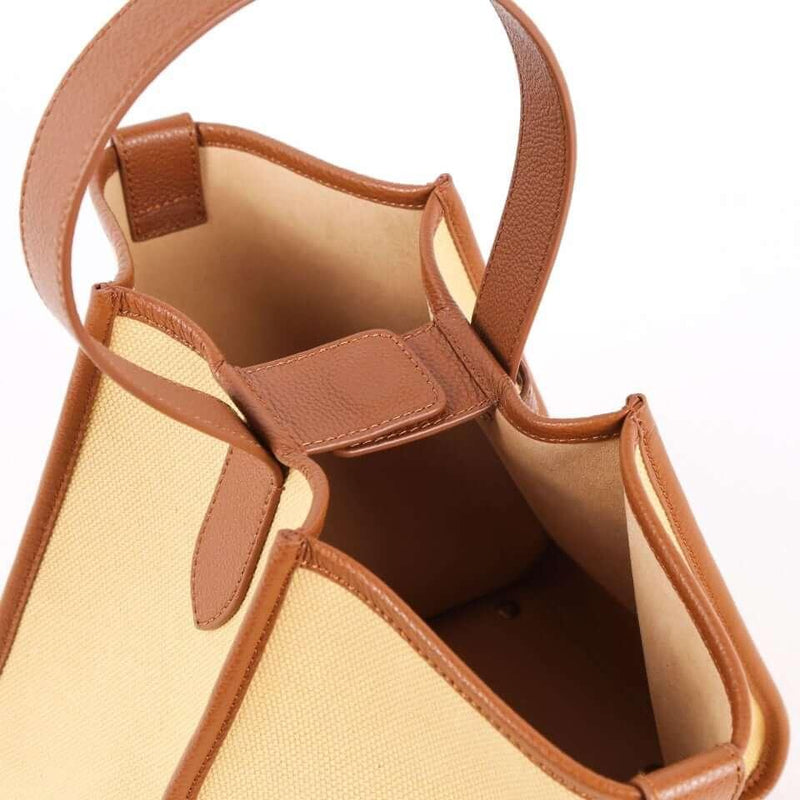 Brown & Khaki Canvas Square Large Capacity Tote Bag - mokupark.com