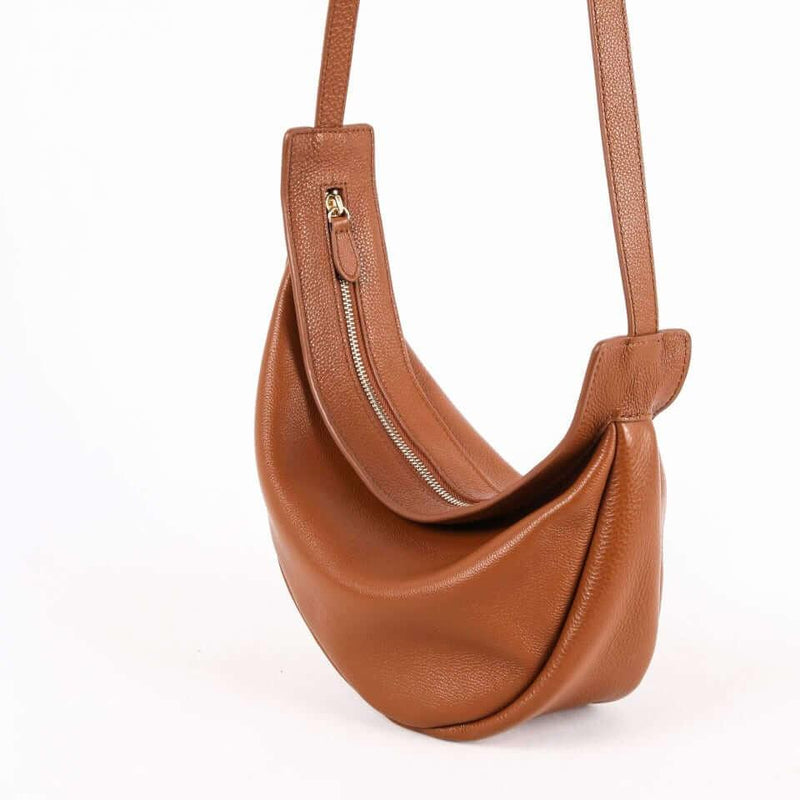 Brown Full Grain Cow Leather Row Saddle Bag - loliday.net