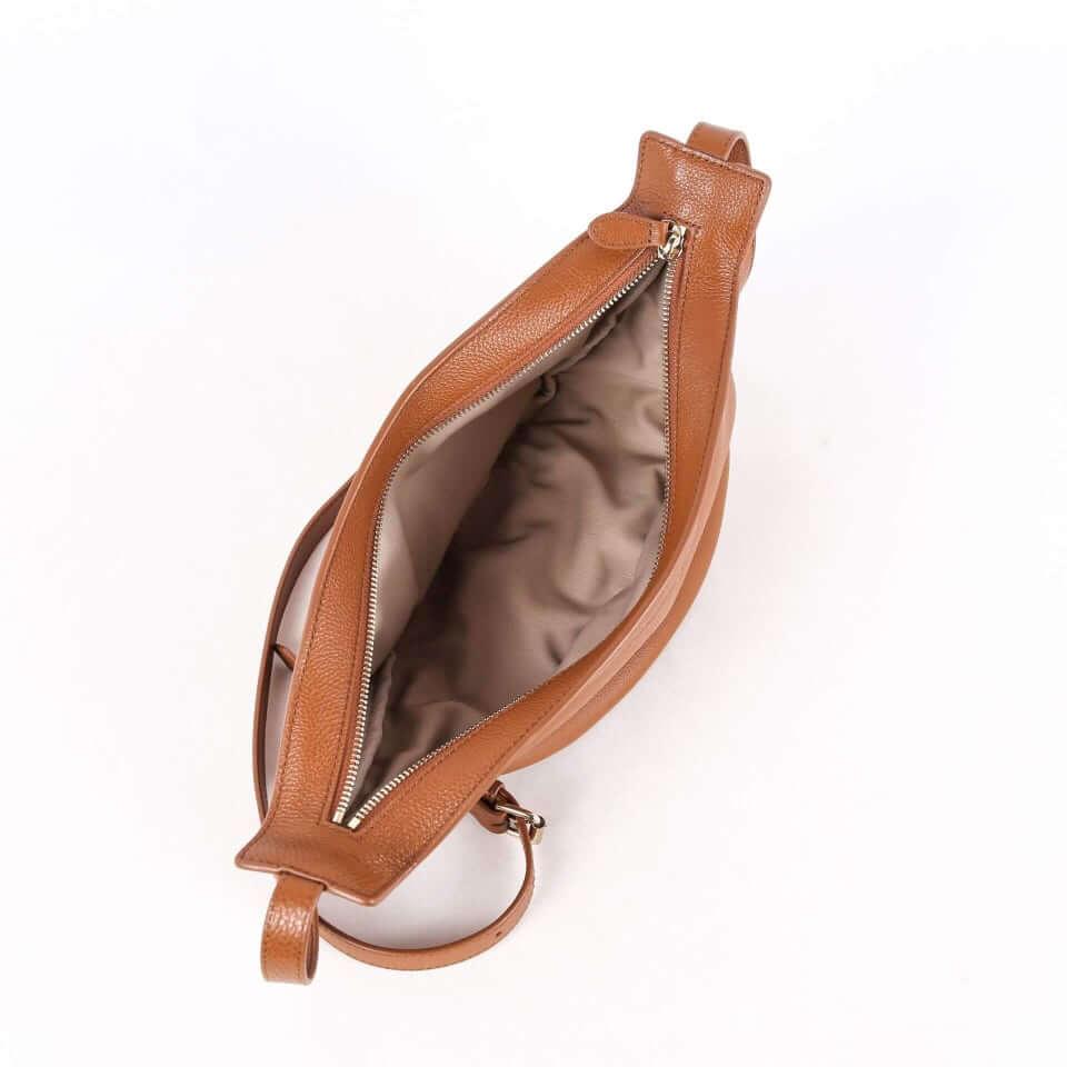 MPROW Banana - Brown Leather Large Slouchy Banana Bag | Curved Crossbody Bag