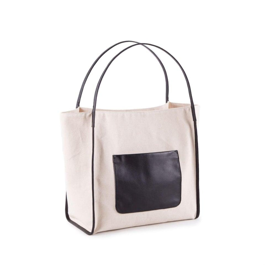 Canvas Large Capacity Handbag with Full Grain Cow Leather Hand Strap - mokupark.com