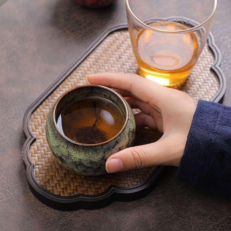 Colorful Cellar Glaze Chinese Tea Cup | Ceramic Dragon Egg Cup - mokupark.com