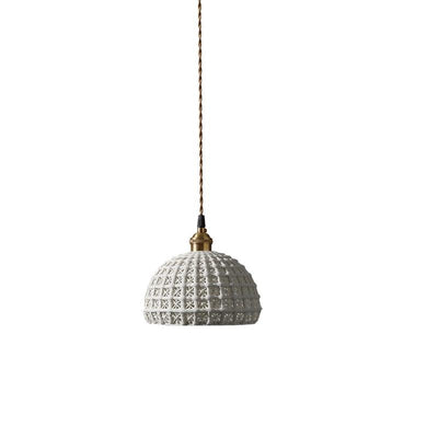 YUKO｜Japanese Style Ceramic Hollow Pendant Lamp - Blue Ball