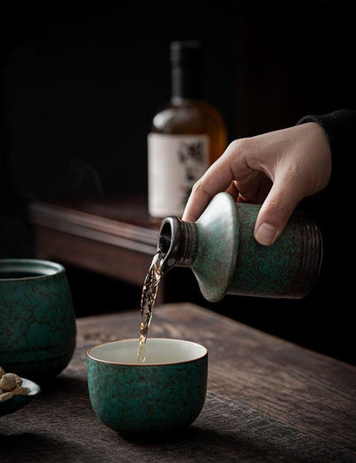 Japanese Style Warm Sake Ware Ceramic Sake Set - 3 pcs - mokupark.com