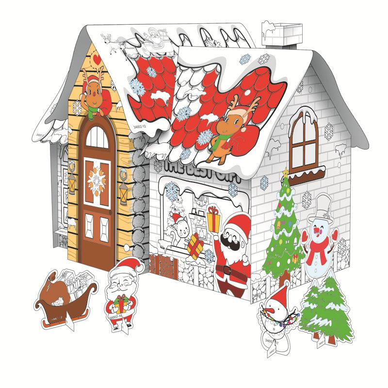 Educational Paper Toy Mini DIY Creative Cardboard Coloring House C