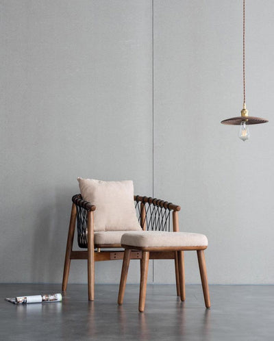 Rikuto - Solid Ash Wood & Cotton Armchair ｜ Reading Chair - mokupark.com