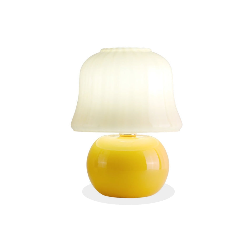 Cream Glass Mushroom Table Lamp - Plug in