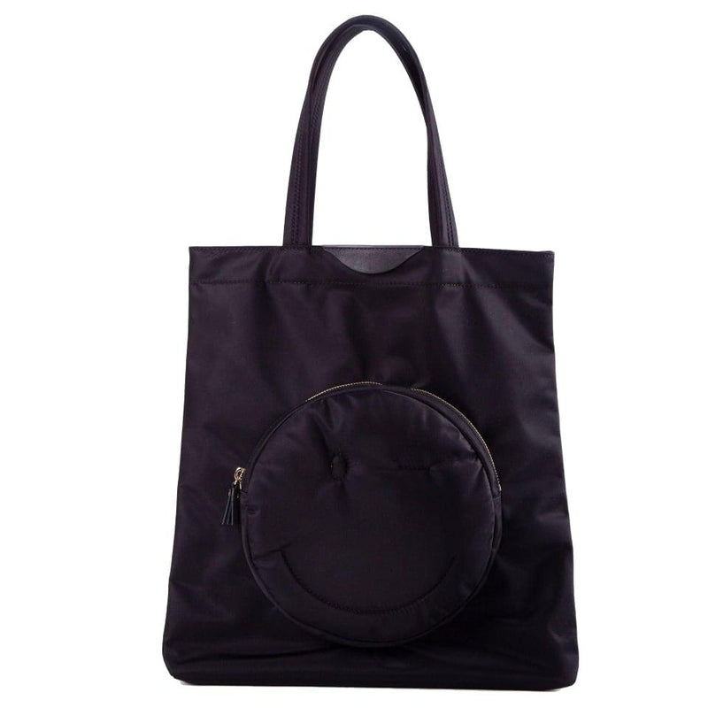 Black Smiley Vertical Waterproof Nylon Tote Bag - mokupark.com