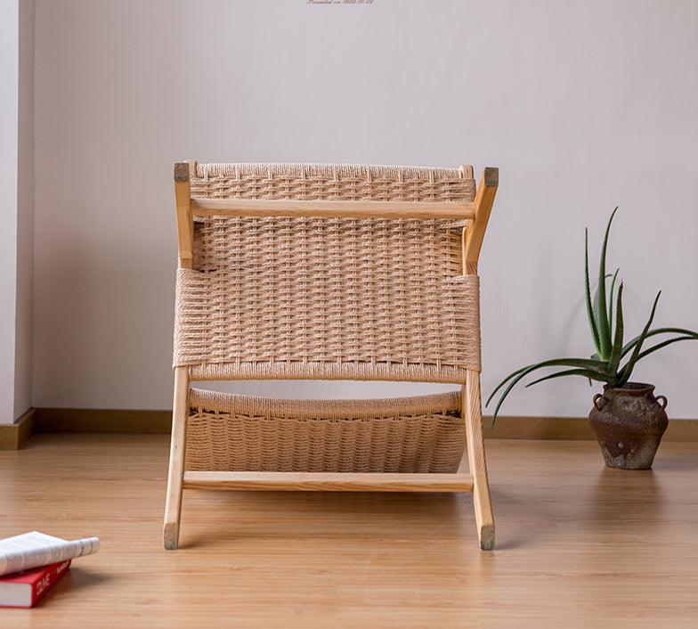 Tomomi- Solid Ash Wood & Kraft Paper Rope Armchair ｜ Reading Chair - Moku Park