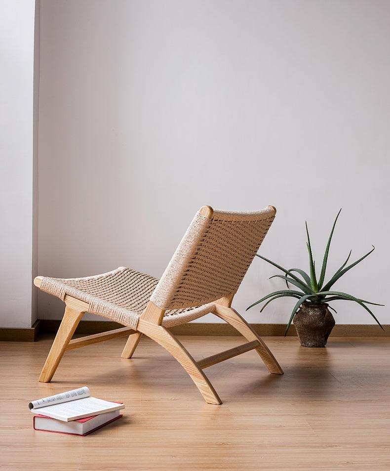 Tomomi- Solid Ash Wood & Kraft Paper Rope Armchair ｜ Reading Chair - Moku Park