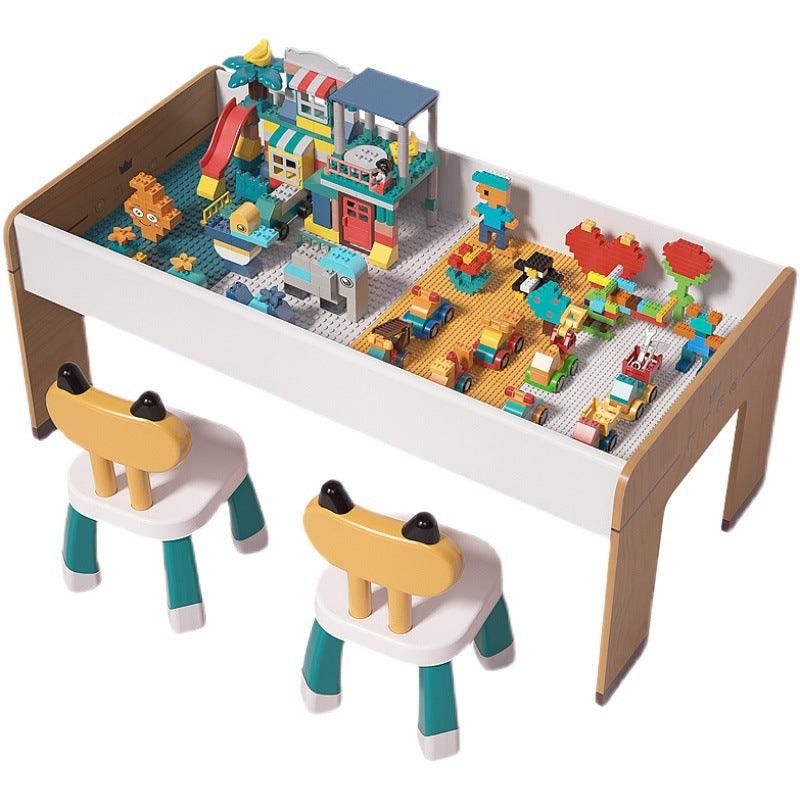 Wood Kids Multi-use Game and Reading Table (106cm-Desk + 2 Chairs) - Moku Park